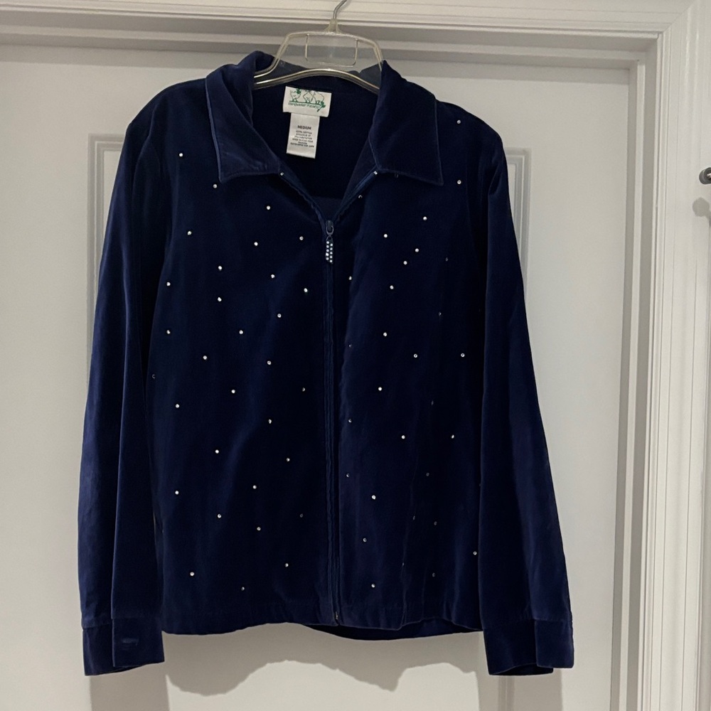 Quacker Factory Navy Blue Women's Blazer with Embellishments